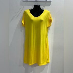 Vibrant Yellow V-Neck Women's Dress